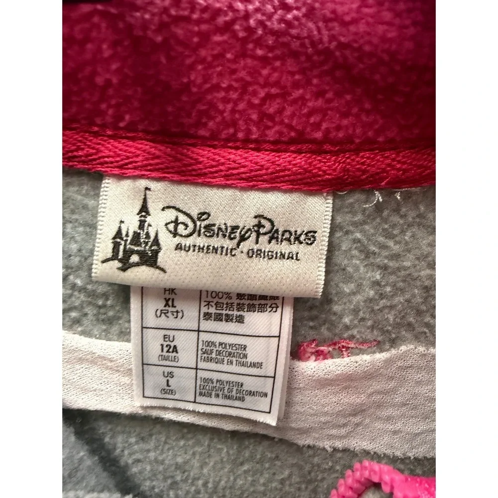 Disney Parks Kids Grey Pink Mickey Minnie Mouse Fleece Zip‎ Jacket Thumbholes L